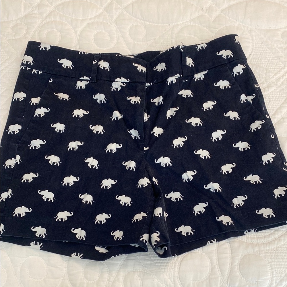 Navy Elephant Print Shorts
